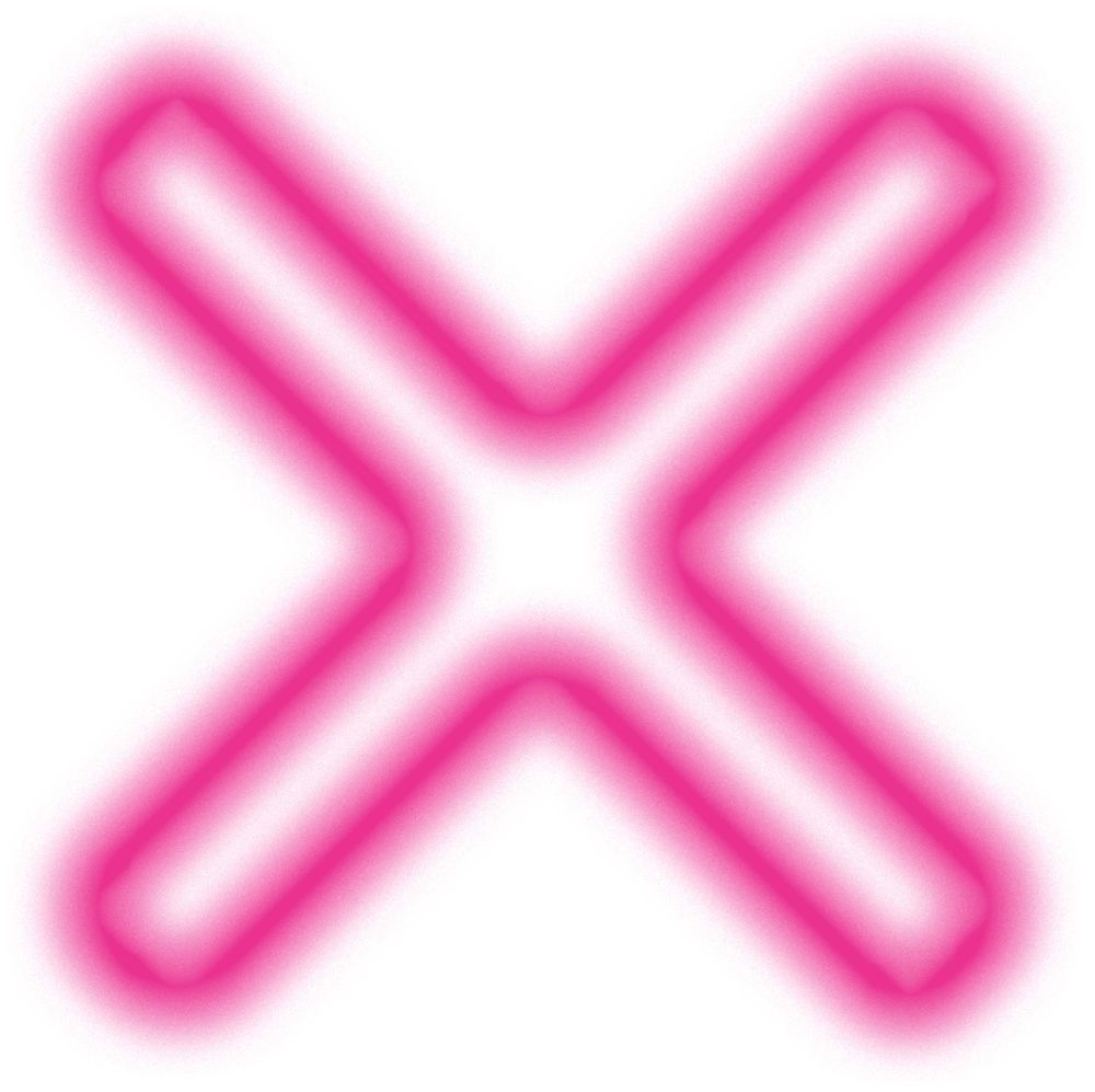 Ein neonleuchtendes pinkfarbenes Kreuz.
