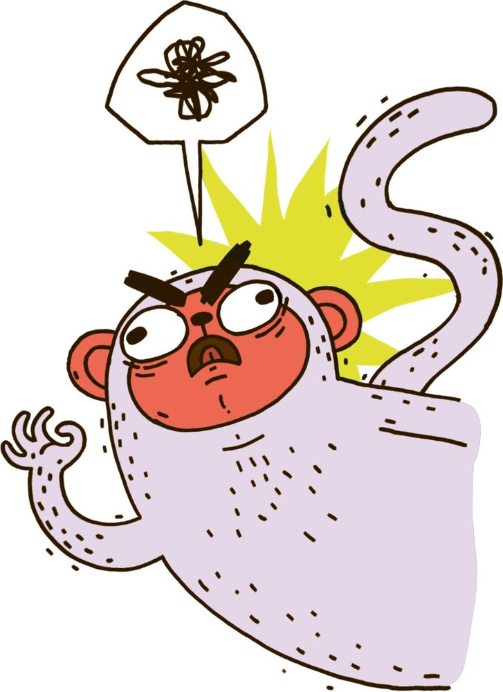 Ein Affe mit hochrotem Kopf