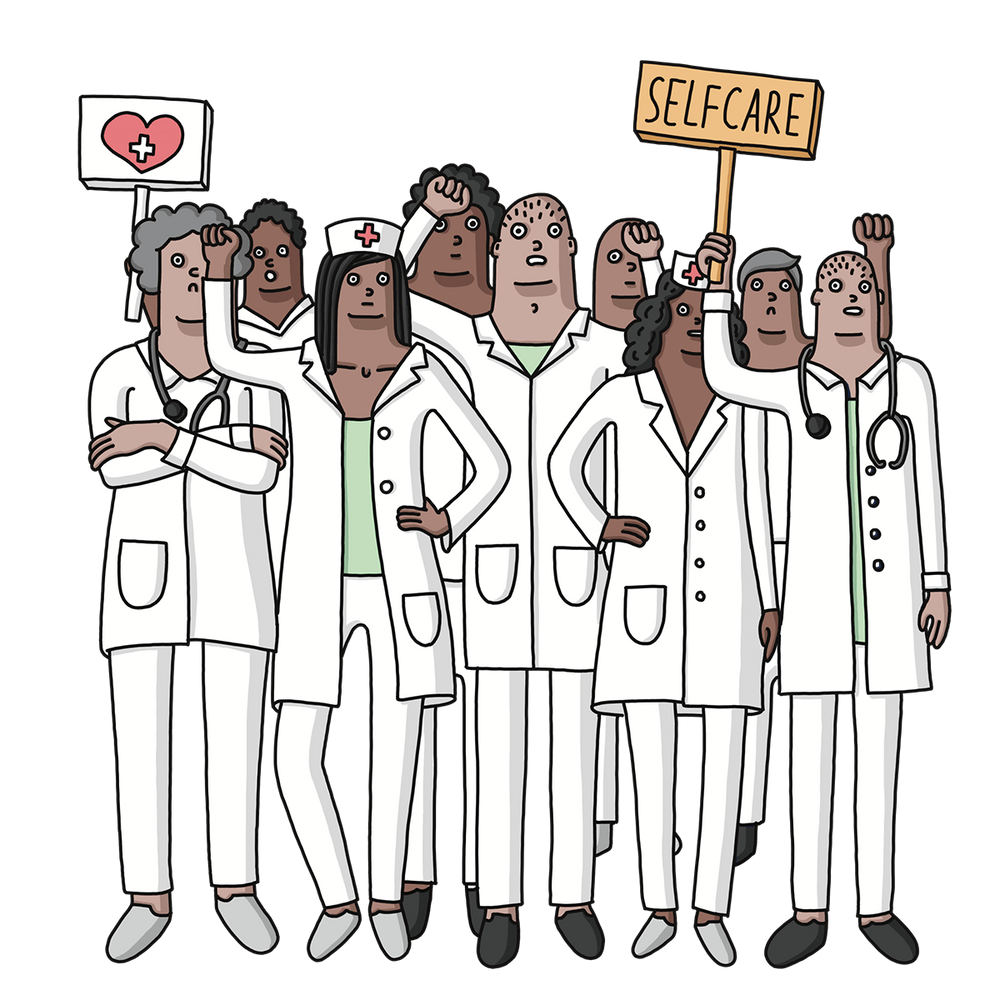 Menschen, die für Selfcare protestieren