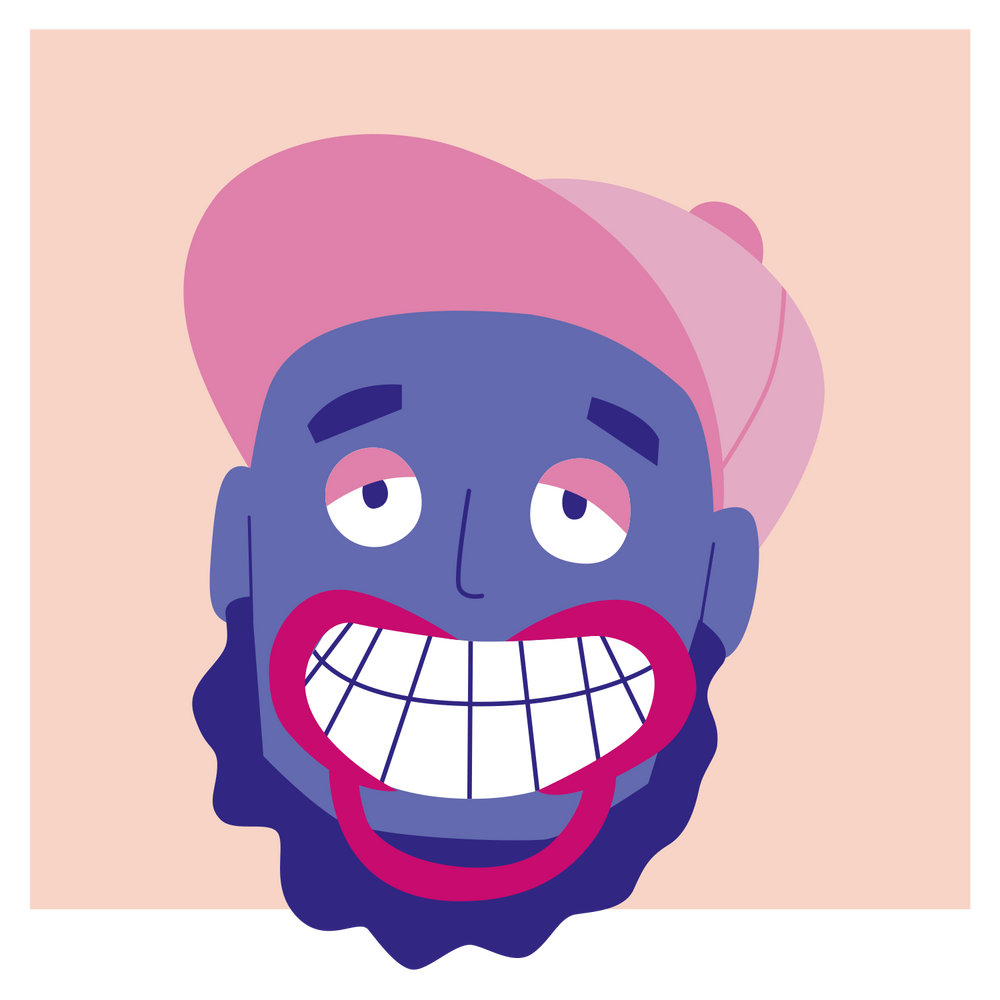 Eine Person mit einer Spange im Mund, die sie zum Grinsen zwingt