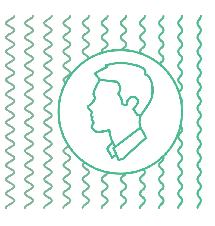 Der abstrakt gezeichneter Kopf eines Manns