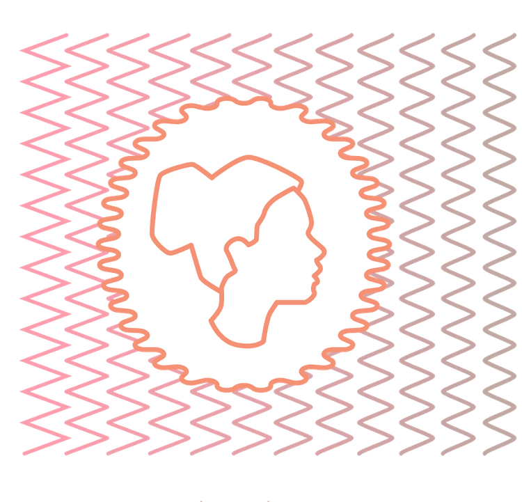 Ein abstrakt gezeichneter Kopf einer Frau blickt Richtung Bildrand.