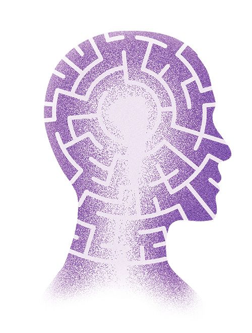 Die Silhouette eines Kopfs, durch den ein Labyrinth verläuft